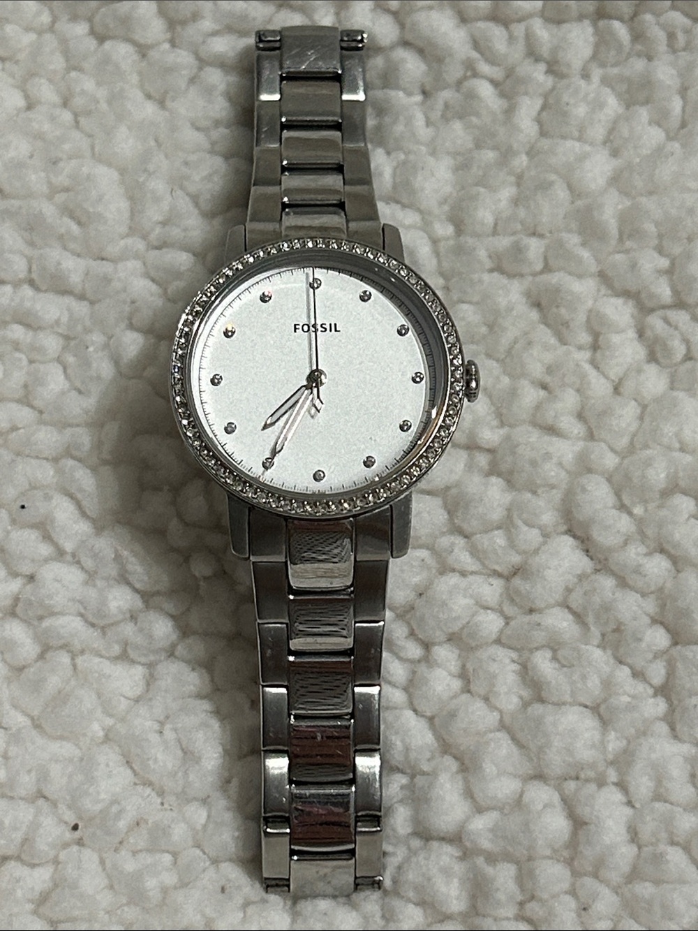 Fossil Silver Crystal-Accent Women's Bracelet Watch